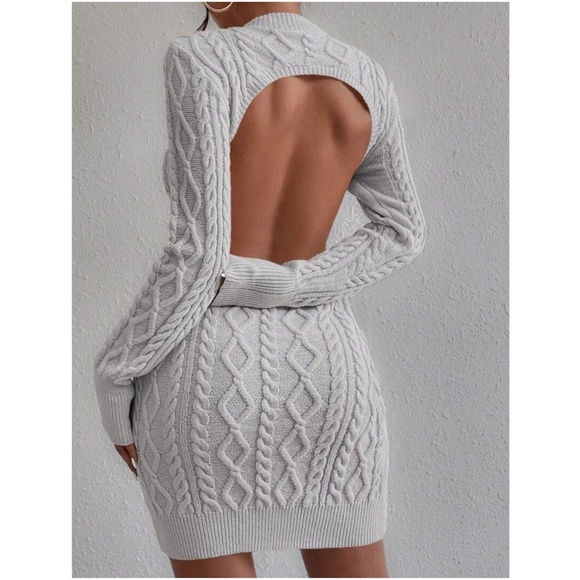 Luxe Chunky Knit Open Back Sweater Dress - Picture 12 of 15